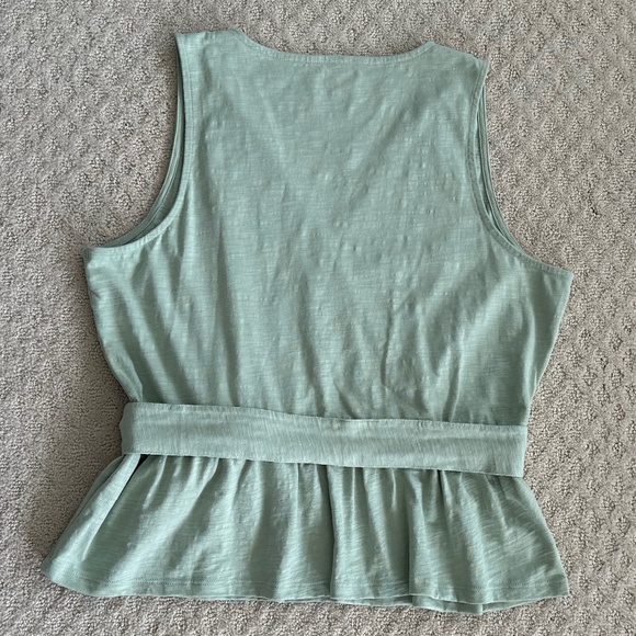 Spartina 449 Lorelei Faux Wrap Tank Top Sea Glass Large Cotton Summer Casual - Picture 6 of 13